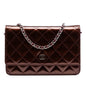 Chanel CC Quilted Striated Metallic Patent Wallet on Chain