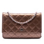 Chanel CC Quilted Striated Metallic Patent Wallet on Chain