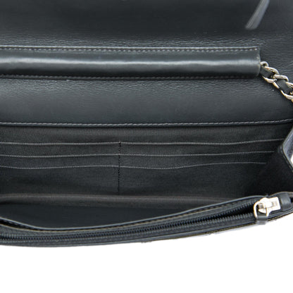 Chanel CC Quilted Striated Metallic Patent Wallet on Chain
