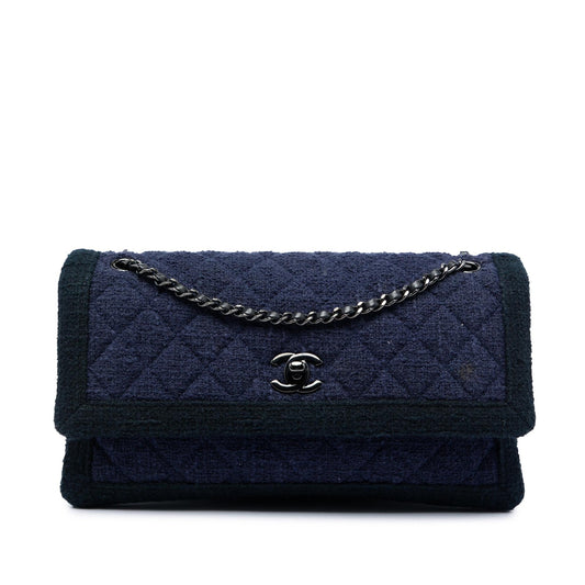 Chanel CC Quilted Tweed Accordion Flap
