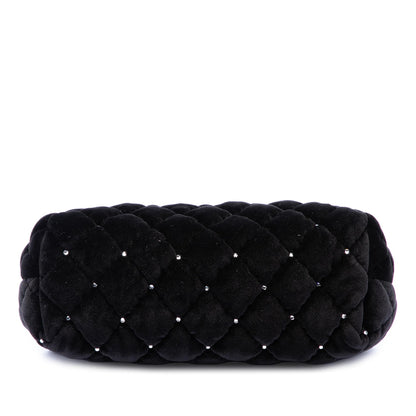 Chanel CC Quilted Velvet Crystal Wristlet Clutch