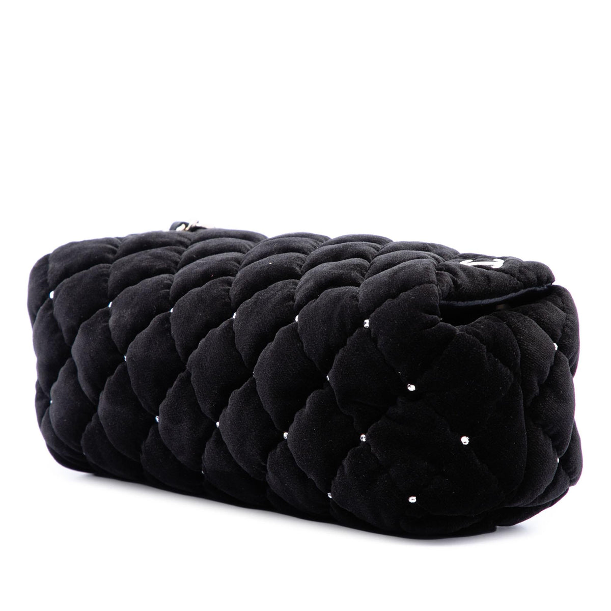 Chanel CC Quilted Velvet Crystal Wristlet Clutch