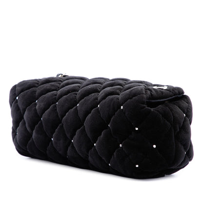 Chanel CC Quilted Velvet Crystal Wristlet Clutch