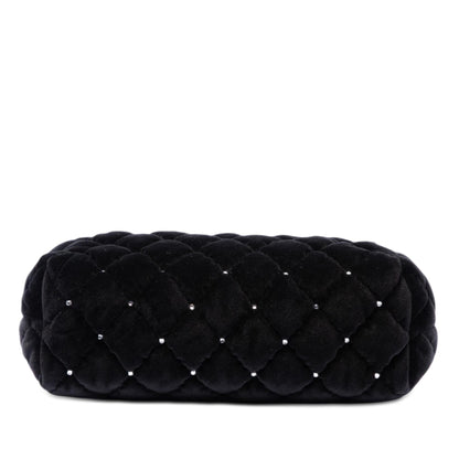 Chanel CC Quilted Velvet Crystal Wristlet Clutch