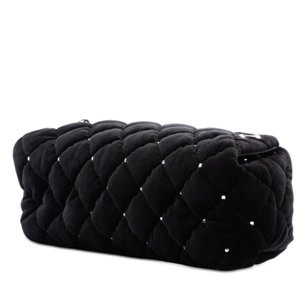 Chanel CC Quilted Velvet Crystal Wristlet Clutch