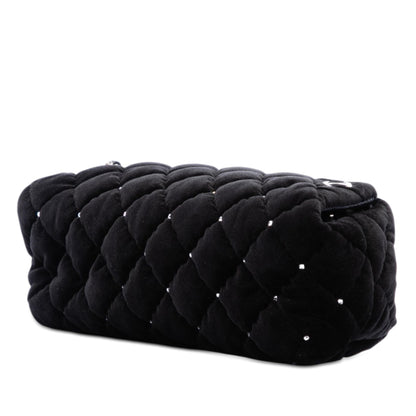 Chanel CC Quilted Velvet Crystal Wristlet Clutch