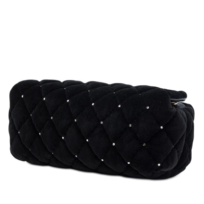 Chanel CC Quilted Velvet Crystal Wristlet Clutch