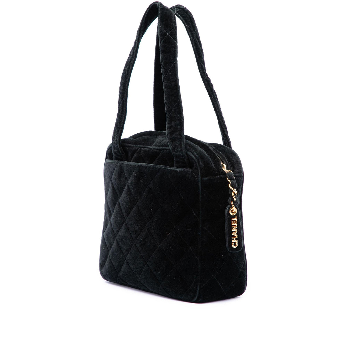 Chanel CC Quilted Velvet Handbag