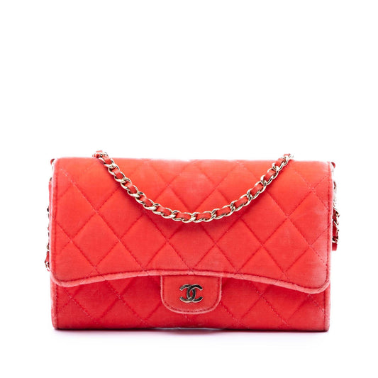 Chanel CC Quilted Velvet Single Flap