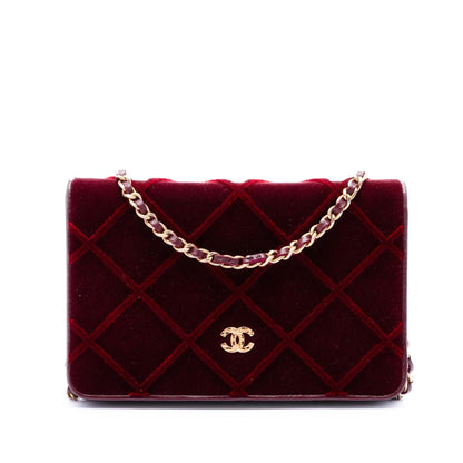 Chanel CC Quilted Velvet Wallet on Chain