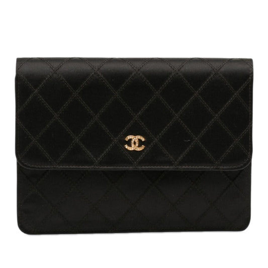Chanel CC Satin Diamond Stitch Clutch