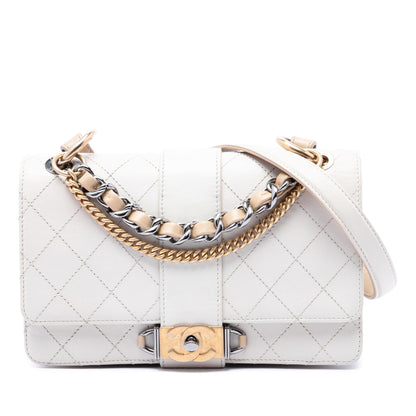 Chanel CC Stitched Calfskin Chain Flap