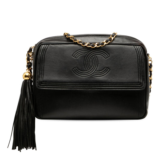 Chanel CC Stitched Lambskin Tassel Flap Crossbody
