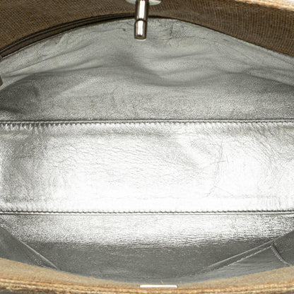 Chanel CC Stitched Linen Chain Tote