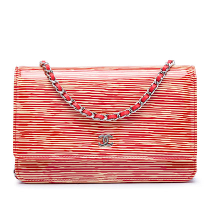 Chanel CC Striped Patent Wallet On Chain