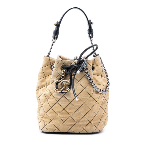Chanel CC Suede Wild Stitch Bucket Bag