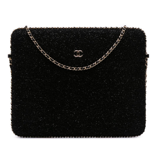 Chanel CC Tweed Chain Around Tablet Holder Crossbody
