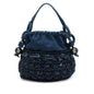 Chanel CC Woven Denim and Raffia Drawstring Bucket Bag
