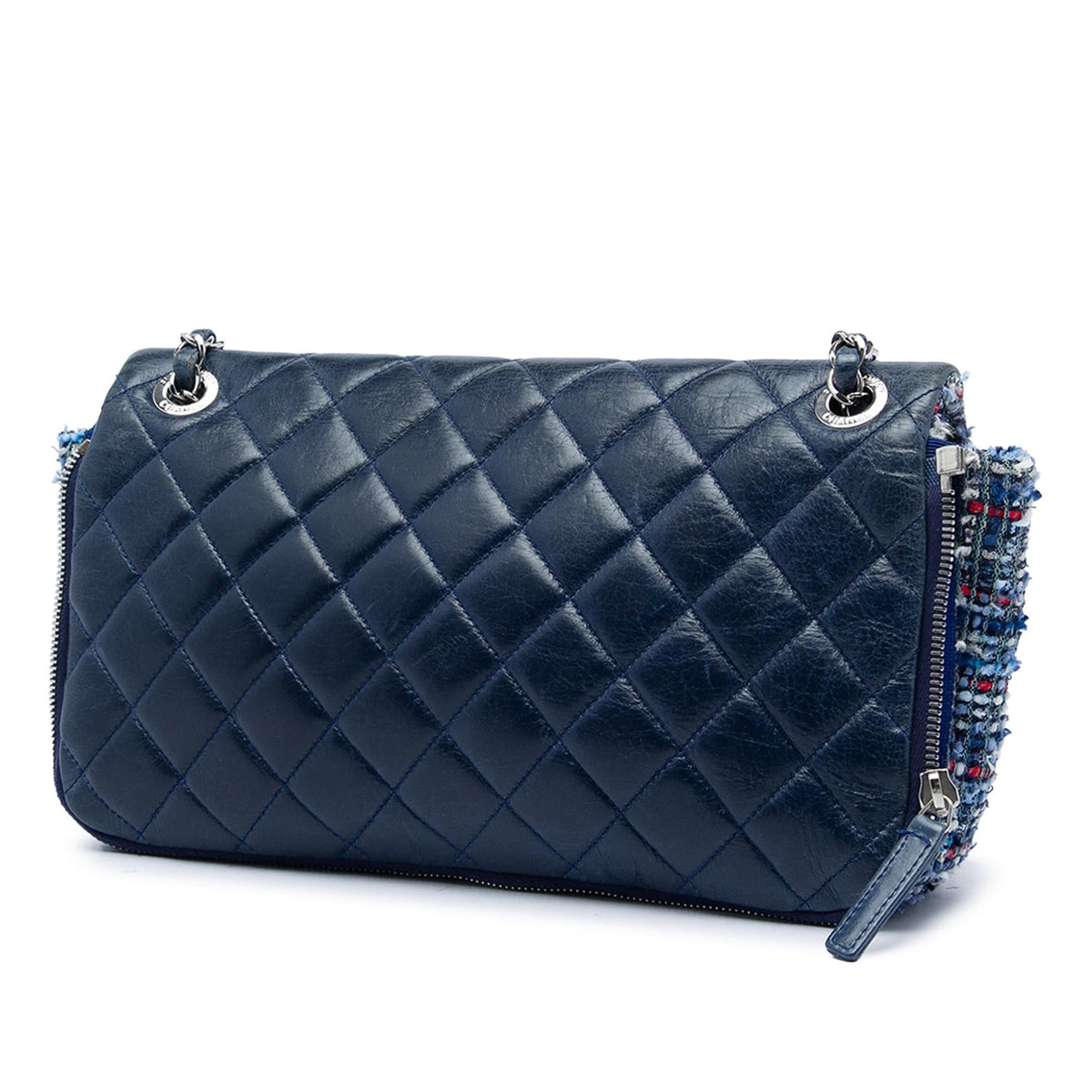 Chanel CC Wrinkled Lambskin and Tweed Shoulder Bag