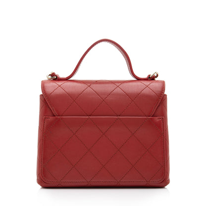 Chanel Calfskin Double Pocket Small Top Handle Bag (SHF-2K0IF5)