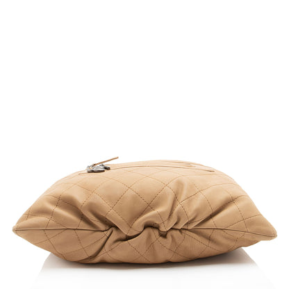 Chanel Calfskin Stitched Double Zip Hobo