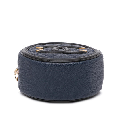 Chanel Caviar CC Filigree Round Crossbody Bag