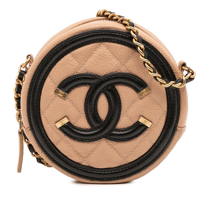 Chanel Caviar CC Filigree Round Crossbody