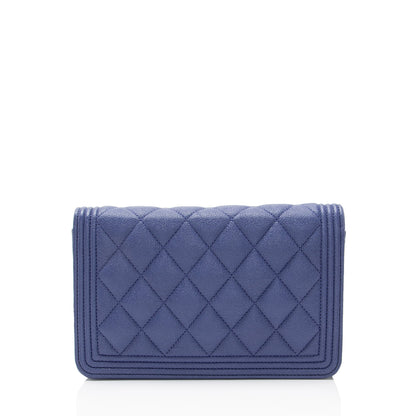 Chanel Caviar Leather Boy Wallet on Chain