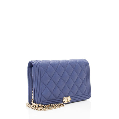 Chanel Caviar Leather Boy Wallet on Chain