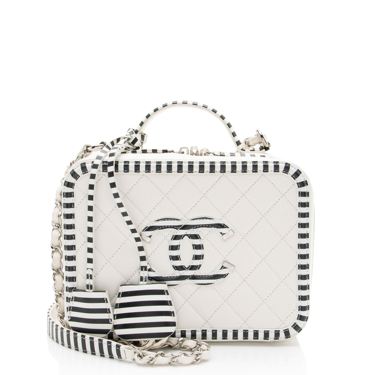 Chanel Caviar Leather CC Filigree Medium Vanity Case