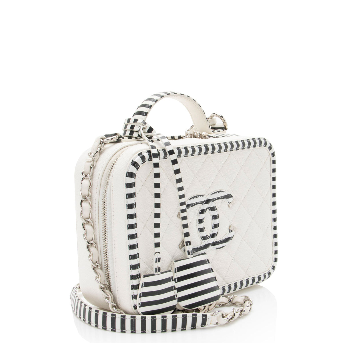 Chanel Caviar Leather CC Filigree Medium Vanity Case