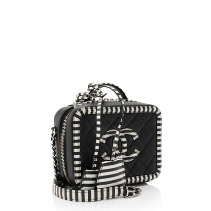 Chanel Caviar Leather CC Filigree Small Vanity Case