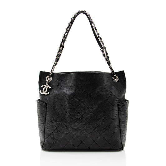 Chanel Caviar Leather CC Medium Pocket Hobo