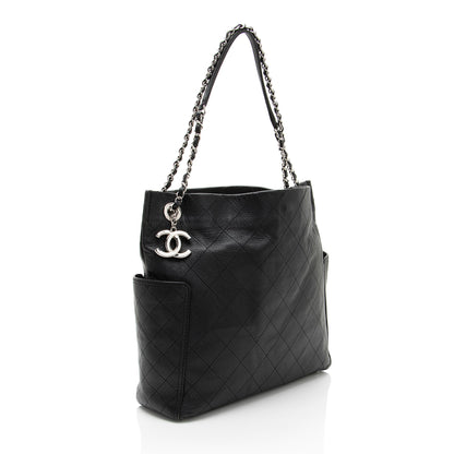 Chanel Caviar Leather CC Medium Pocket Hobo