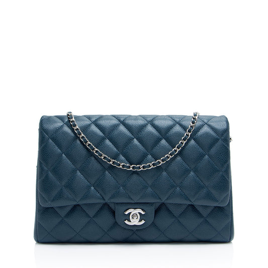 Chanel Caviar Leather Classic Chain Flap Clutch