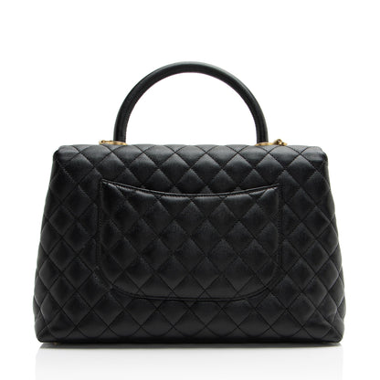 Chanel Caviar Leather Coco Top Handle Medium Flap Bag
