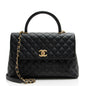 Chanel Caviar Leather Coco Top Handle Medium Flap Bag