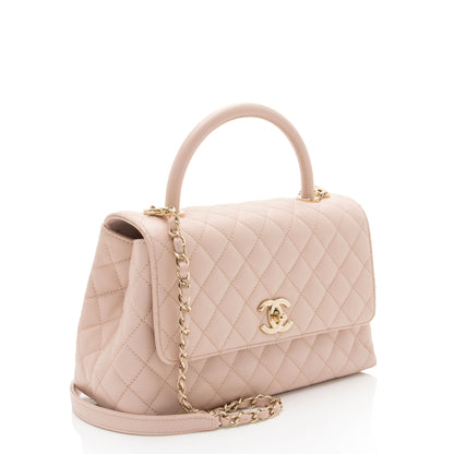 Chanel Caviar Leather Coco Top Handle Small Flap Bag