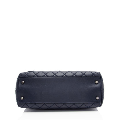 Chanel Caviar Leather Lizard Coco Small Top Handle