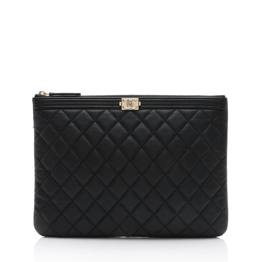 Chanel Caviar Leather Boy Medium O Case