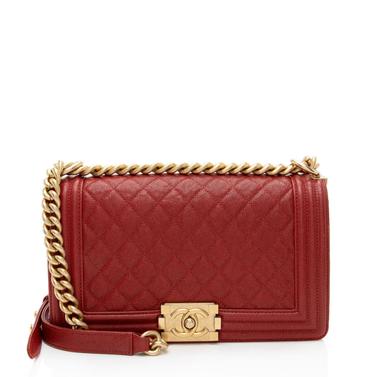 Chanel Caviar Leather Old Medium Boy Bag