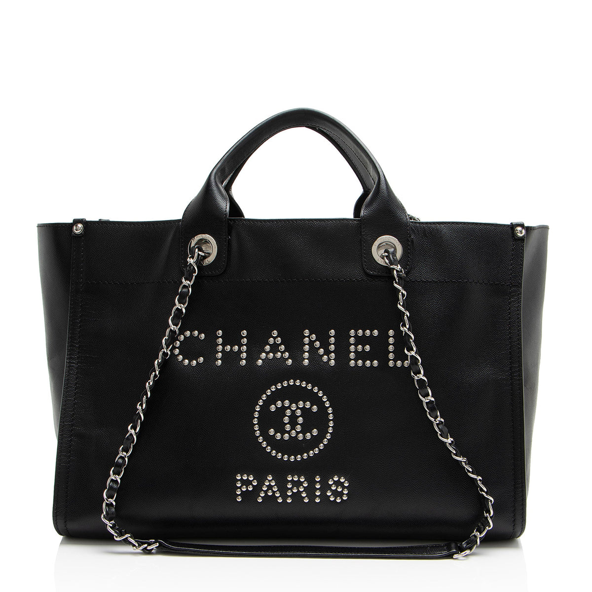 Chanel Caviar Leather Studded Deauville Large Tote