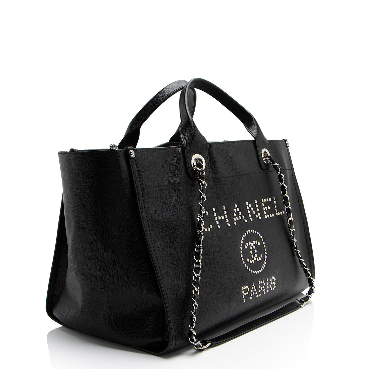 Chanel Caviar Leather Studded Deauville Large Tote