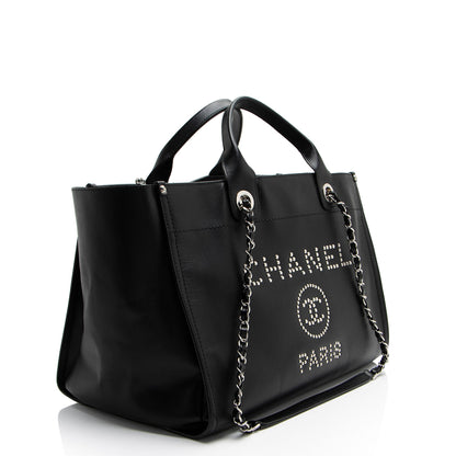 Chanel Caviar Leather Studded Deauville Large Tote