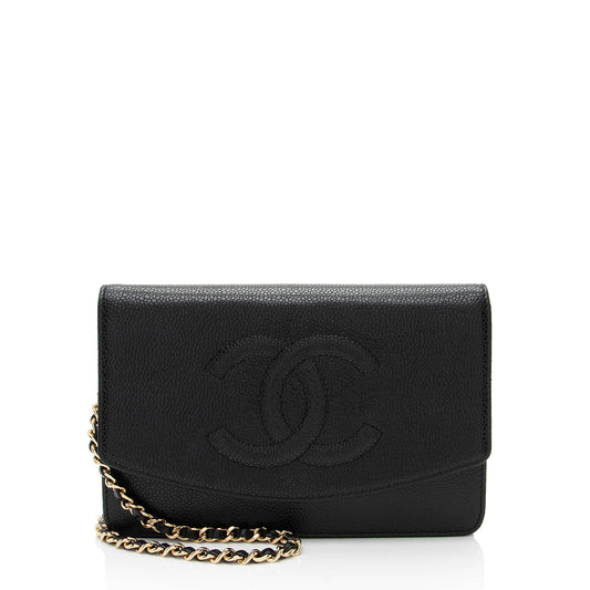 Chanel Caviar Leather Timeless CC Envelope Wallet on Chain