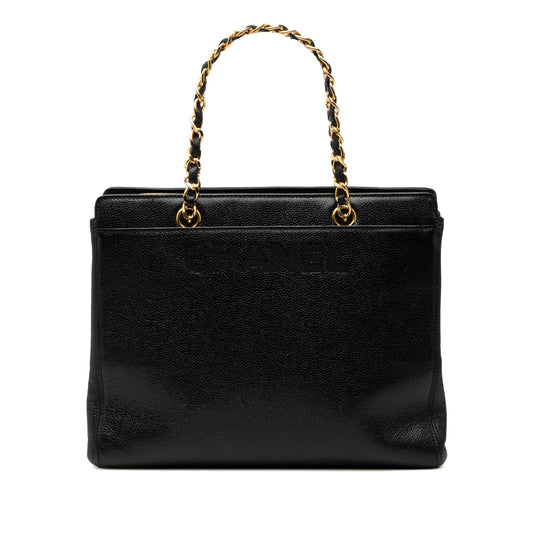 Chanel Caviar Logo Chain Tote