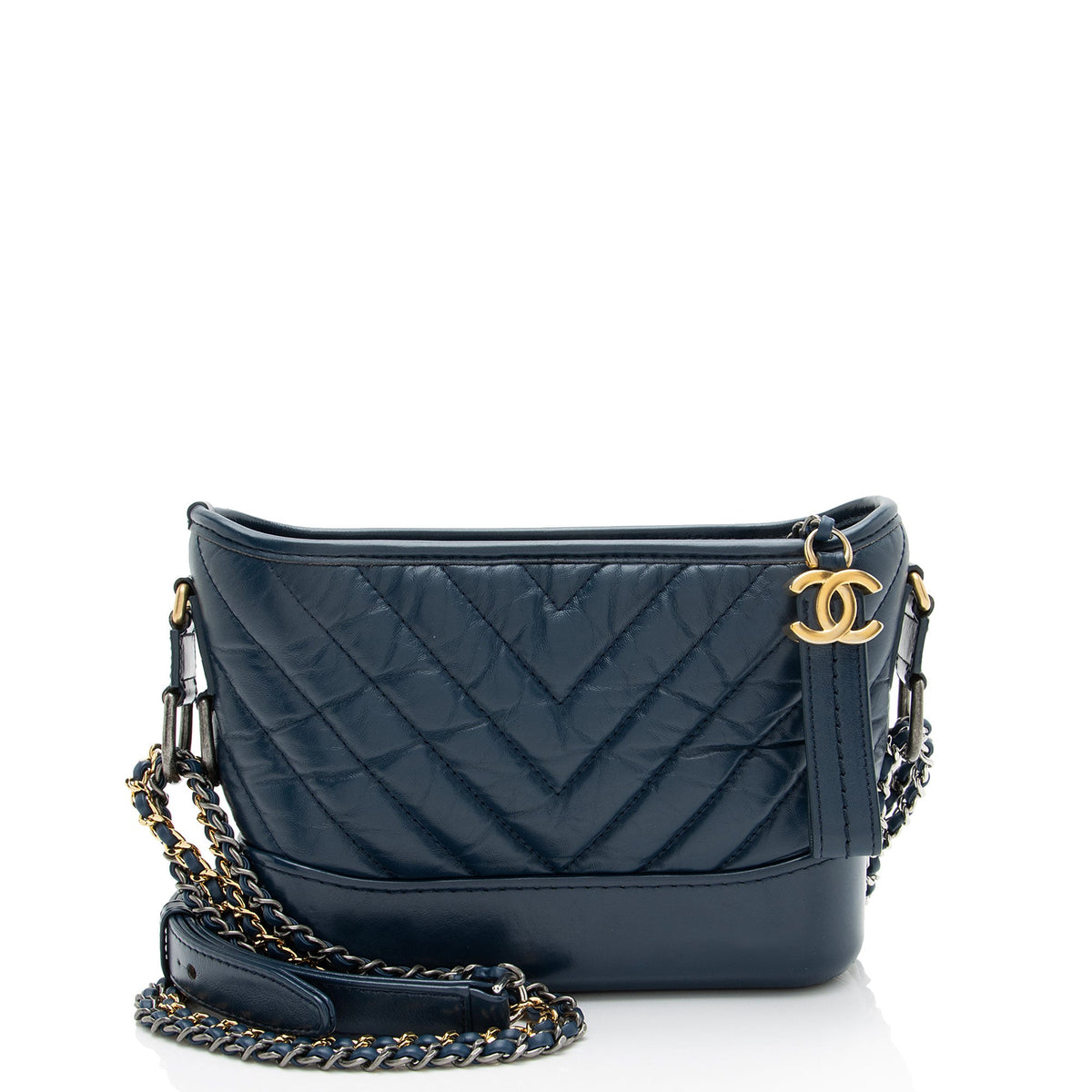 Chanel Chevron Aged Calfskin Gabrielle Small Hobo