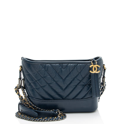 Chanel Chevron Aged Calfskin Gabrielle Small Hobo
