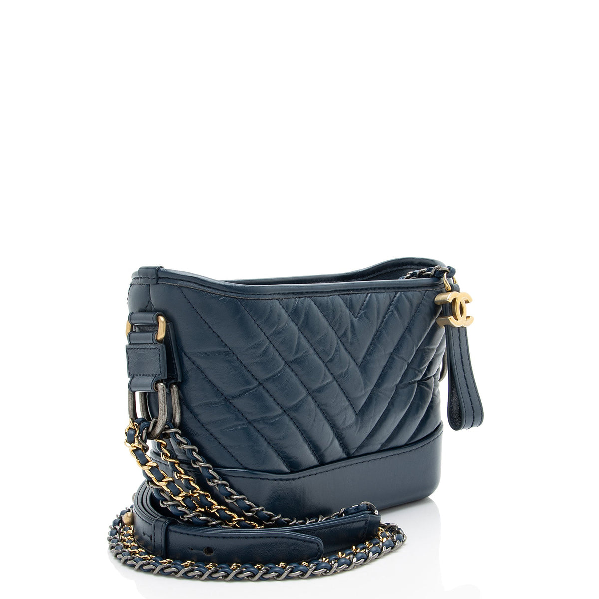 Chanel Chevron Aged Calfskin Gabrielle Small Hobo