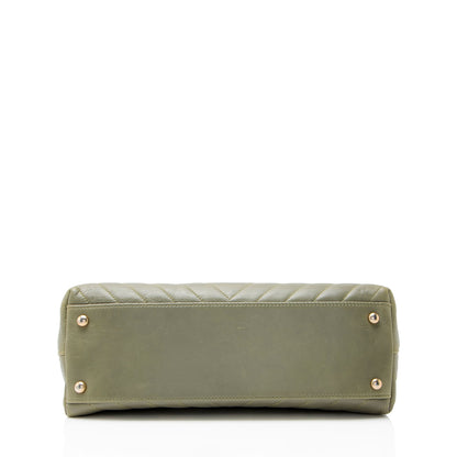 Chanel Chevron Aged Calfskin Lizard Coco Top Handle Large Flap Bag